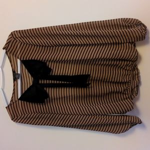 Timing Sheer striped blouse with bow detail